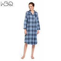 【 WYIN kitchen】 Night Dress Cotton Nightgowns Women Classic Plaid Sleep Shirts Women 39;s Nightgown with Chest Pocket Pajama Shirt Long Sleeve