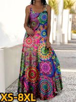 【YF】 2023 New Summer Beach Dress Vacation Dresses Print Womens Long Maxi Casual A Line