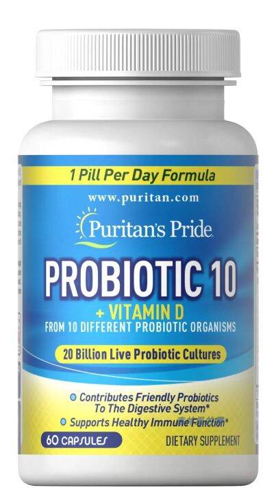 【Puritan's Pride】Probiotic 10 20 Billion Lactobacillus+D Concentrate 60 ...