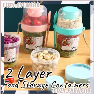 New Breakfast On The Go Cups Cereal And Milk Container Airtight Food Storage  Box Sealed Crisper