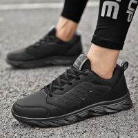 The student warrior black mens shoes men running shoes leather waterproof leisure travel light soft bottom