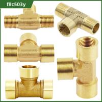 F8C503Y 1/8 "1/2" 3/4 "1" ข้อต่อท่อร่วม ประเภททีออฟ ข้อต่อท่อทองเหลือง เข็มเจาะท่อ ทนทานต่อการใช้งาน ท่อประปาแบบนิวแมติก อะแดปเตอร์ตัวเชื่อมต่อ ท่อพียู