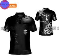 Xzx180305 Personalized Name Darts 3D Printed Summer Polo POLO shirt Unisex Darts Athlete Team POLO POLO shirt polo POL-68 (Private Chat Free Name&amp;Logo Change)