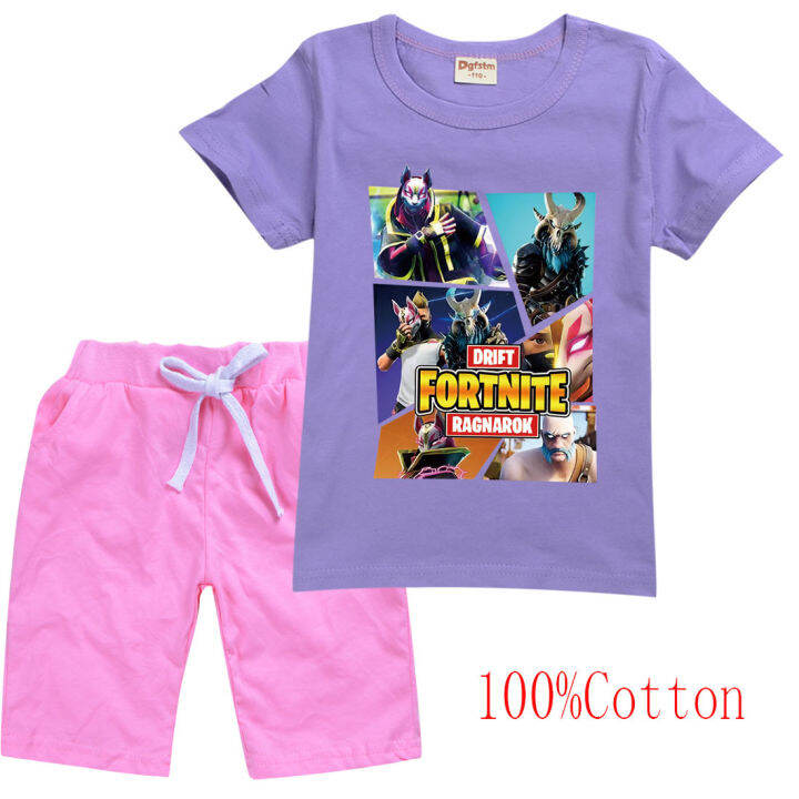 fortnites-เสื้อยืดชุดสาวเด็กแขนสั้นเสื้อทีกางเกงขาสั้น8353สบายๆการ์ตูนกางเกงขาสั้นใหม่บุคลิกภาพเสื้อยืดแฟชั่นใหม่