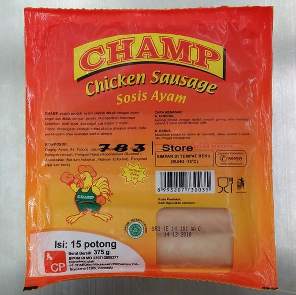 Champ Chicken Sausage Champ Sosis Ayam Isi Pcs Gram Frozen Food