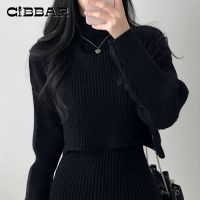 ✓○✥ CIBBAR Turtleneck Sweater Loose Sleeve Womens Jumpers Korean Fashion y2k Crop Knitted Pullovers