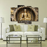 4 Panel Modern Printed Buddha Painting Picture Cuadros Decoracion Buda Paintings Canvas Wall Art Unframed Modular picture