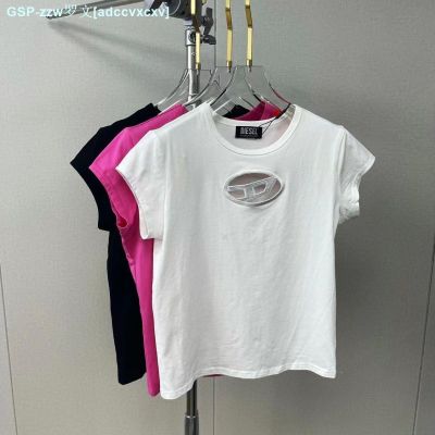Diesel Pure To The Original Standard DIESEL Sexy Spice Leisure T-Shirt Hollow Embroidery D Letters Round Collar Short Sleeve T-Shirt In Summer