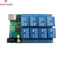 PANTHON 2 In 1 DC 5V 12V 24V 8ch รีเลย์พอร์ตอนุกรม USB โมดูล UART RS232 TTL แผงไฟฟ้า CH340 DC5V DC12 DC24