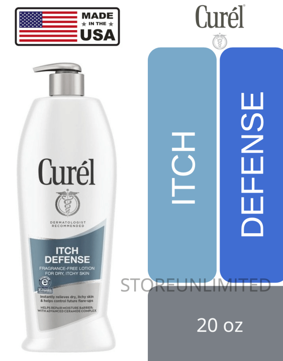 Curel Itch Defense Body Lotion for Dry Itchy Skin Fragrance Free 20 Fl