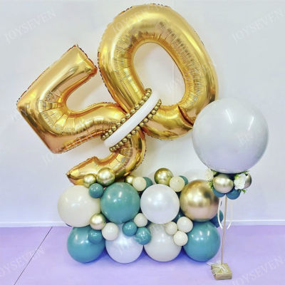 Metallic Latex Balloons Gold Number Balloon Set 18 21 30 40 50 60th Birthday Party Decoration Chrome Helium Globos