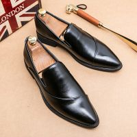 2023 New Men Loafers Leather Shoes Formal Elegant Dress Shoe Simple Slip On Man Casual Footwear Original Pointed Boos Moccasins