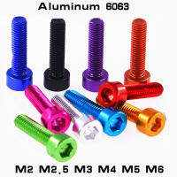 10pcs อลูมิเนียม ALLEN scerw din912 M2 M2.5 M3 M4 M5 M6 อลูมิเนียมที่มีสีสัน HEX SOCKET CAP หัวสกรูสกรู-xnbno5044