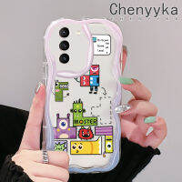 Chenyyyka เคสปลอกสำหรับ Samsung กาแลคซี S21 FE S21บวก S21 S20พิเศษเคสการ์ตูนน่ารัก Spoof มอนสเตอร์ Tetris แบบวัสดุอัพเกรดเนื้อครีมขอบคลื่นเคสมือถือกันกระแทกแบบใสนิ่มฝาครอบป้องกันโปร่งใสลายกล้องถ่ายรูป