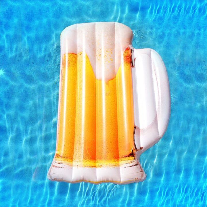 แก้วเบียร์โซฟาลอยน้ำแบบสูบลมลอยน้ำสระว่ายน้ำพองแพลอยน้ำได้ยาว182ซม-เบียร์น้ำแข็งลอยน้ำได้สำหรับฤดูร้อน