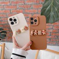 【Enjoy electronic】 Cute 3D Cartoon Gingerbread Man Soft Phone Case for Iphone 11 12 13 Pro Max X XR XS 7 8 Plus Camera Protective Ultra-thin Cover