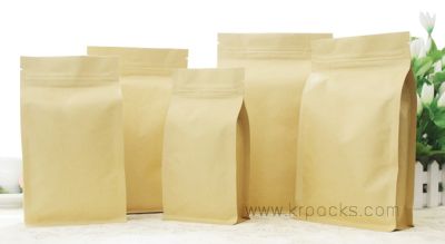 (สินค้าขายต่อใบ)ถุงซิปล๊อค กระดาษคราฟท์น้ำตาล แนวตั้ง ขยายข้าง ตั้งได้ ถุงชา ถุงกาแฟ ถุงธัญพืช พิมพ์แบรนด์ ขั้นต่ำ 1000 ใบ