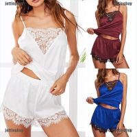 COD SDFGDERGRER JYPH Women Floral Lace Pajamas Sexy Sleeveless Nightwear Casual Slim Pajamas Set Joie