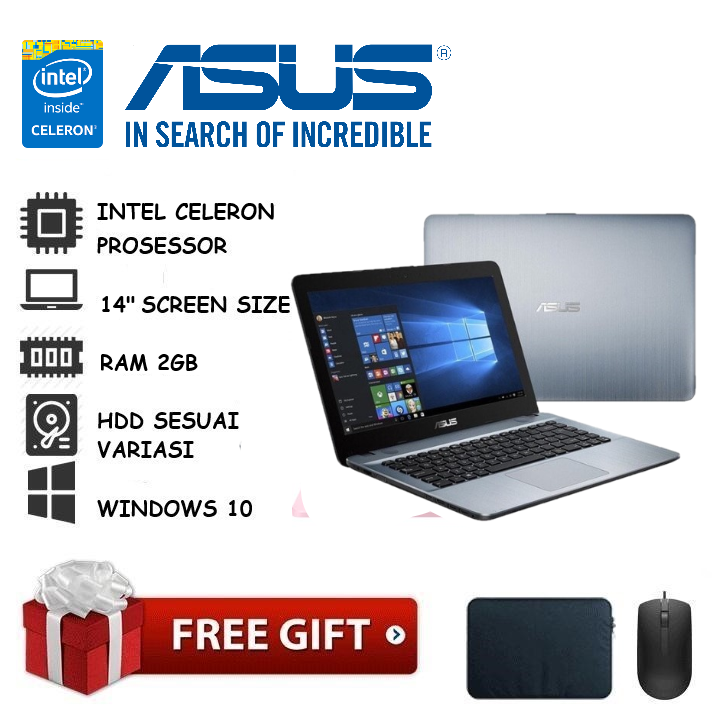 [TERMURAH] LAPTOP ASUS VIVOBOOK X441 RAM 4GB WINDOWS 10 FREE TAS ...