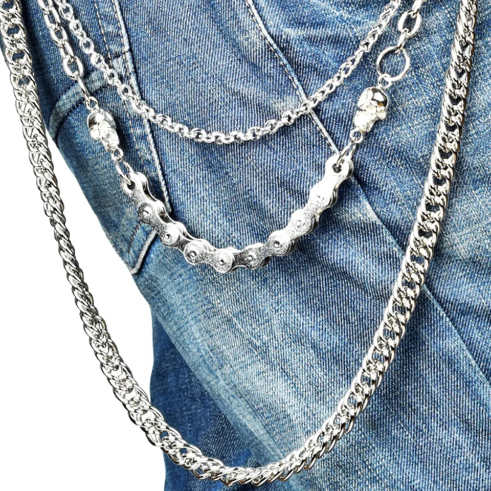 Jeans Chains Wallet Chain Pants Chain, Silver Pocket Chain Skull Chains Hip  Hop Rock Chains Punk Gothic Metal Belt Chain Biker Trouser Chain Accessory