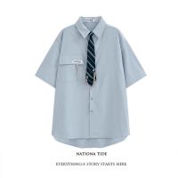 Spot parcel post2022 Korean Style Temperament Wild College Style Japanese Style jk Tie Shirt Men and Women Same Style Fashion nd Spring Loose Top