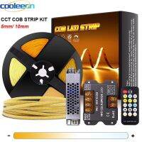 10mm 5mm Ultra Thin CCT COB LED Strip Light Kit with RF Dimmer 12V 24V 2700K 6500K Color Temp Dimmable 3 2 Wire Bicolor LED Tape