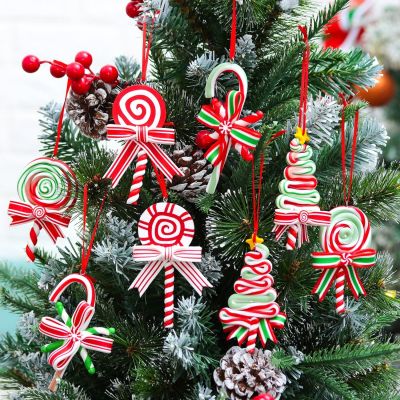 8 Pieces Christmas Candy Ornaments Lollipop Ornament Xmas Decor Candy Cane Hanging Decorations Fake Candy Canes Crafts for Xmas