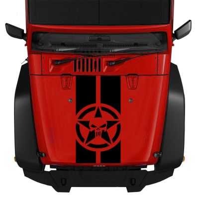 For Jeep Wrangler JK TJ Auto Front Head Engine Cover Trim Stickers Skull Army Star Car Vinyl Hood Decor Decals Car Accessories