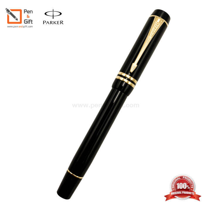 parker-duofold-black-gold-plated-trim-rollerball-pen-ปากกาโรลเลอร์บอล-ดูโอโฟลด์-แบล็ค-โกลด์เพลตทริม-สีดำคลิปทอง-ของแท้100-พร้อมกล่องและใบรับประกัน