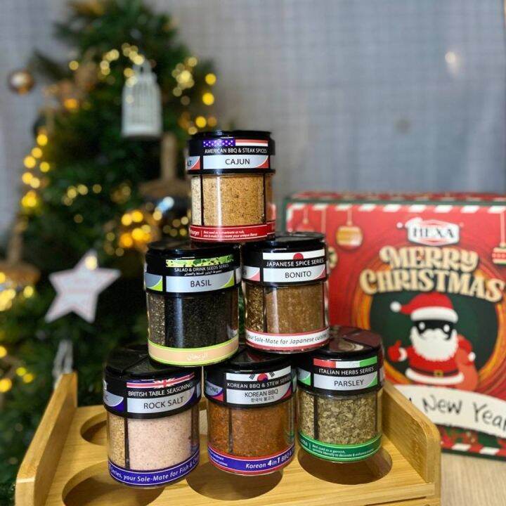 HEXA Christmas Decoration Wooden Spice Rack Gift Sets Spices 4 In 1