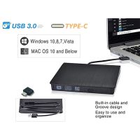 ไดรฟ์ดีวีดี CD ภายนอก USB C Writer Type C USB 3.0 CD DVD เครื่องเล่นดีวีดีภายนอก Combo ความเร็วสูง Rewriter สำหรับแล็ปท็อปและโน้ตบุ๊คเดสก์ท็อปพีซี