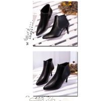 New Style Pointed High-heeled y Slim-heeled Boots, kasut perempuan, European and American Flannel Ankle Boots ,heels