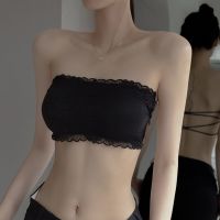 SP&amp;CITY Summer Lace Hollow Out Tube Top Women Classic Bandage Breathable Pad Bra Gathered Push Up Brassiere No Steel Ring Tops