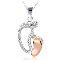 Trend cute foot Pendant Necklace mother baby mother 39;s Day gift jewelry mother baby foot SilveryChain Pendant Necklace wholesale