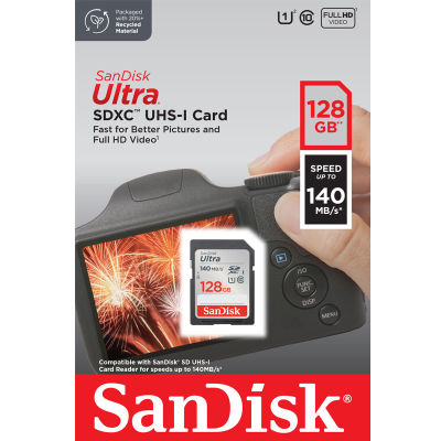 SanDisk Ultra SD Card Class10 128GB SDXC Speed 140MB/s (SDSDUNB-128G-GN6IN) เมมโมรี่ การ์ด แซนดิส กล้อง ถ่ายรูป ถ่ายภาพ กล้องDSLR กล้องโปร มิลเลอร์เลส Mirrorles ประกัน Synnex 10 ปี
