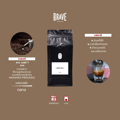 [Brave Roasters] กาแฟลาวLaos No.1 / คั่วกลาง Medium Roast / 1000g.