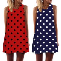 【CW】✕✠☃  Tunic Fashion Dot Print Sleeveless Boho Beach Dresses Vestidos