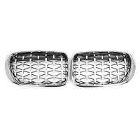 2PCS Kit Front Kidney Grilles Diamond Meteor Style Chrome Fits for BMW X3 X4 F25 F26 14-18 Car Parts