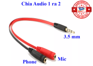 Cáp chia 3.5mm 1 ra 2 cổng Mic và Phone mạ vàng cao cấp - Jack chuyển đổi