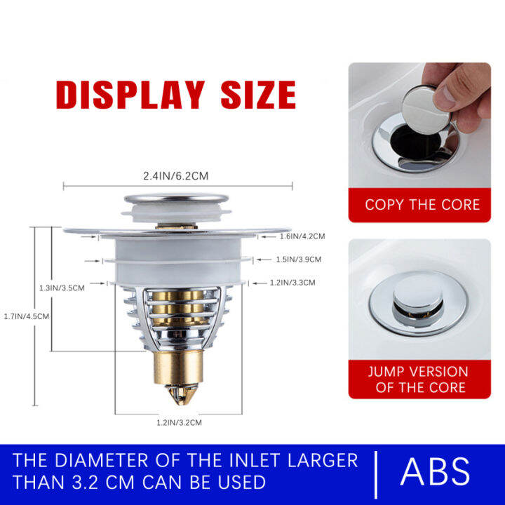 Universal Stainless Steel Basin PopUp Bounce Core Basin Drain Filter