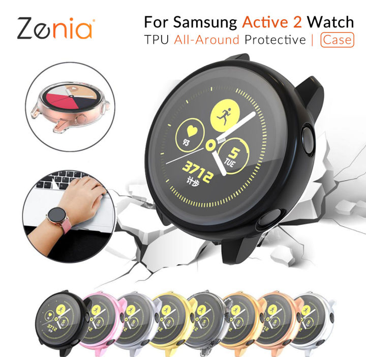 zenia-เปลี่ยนสีสัน-tpu-ผิวเต็มหน้าจอเคสครอบป้องกันสำหรับ-samsung-active-2-active2-40มม-44มม-กีฬาอุปกรณ์เสริมสำหรับนาฬิกาอัจฉริยะ