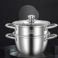 304สแตนเลส Steamer Congee ก๋วยเตี๋ยวซุปหม้อขนาดเล็กหม้อต้มสำหรับแก๊ส Induction Cookers Hotpot 20-24ซม. หนาหม้อซุป