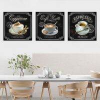 Espresso Caffe Latte Cappuccino Poster Triptych Canvas Painting Restaurant Cafe Simple Decoration Wall Art Hanging Pictures