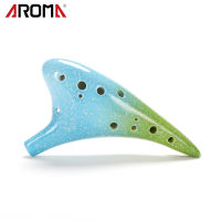 [okoogee]12หลุมเซรามิค Ocarina Alto C เครื่องดนตรีสไตล์ดวงดาวพร้อมสายคล้องคะแนนเพลงกระเป๋ากันรอยสำหรับคนรักดนตรีและเรียน