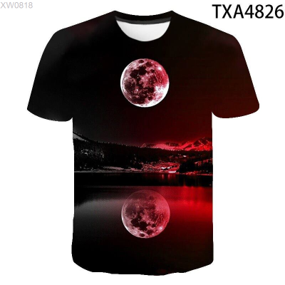 New (สต็อกเพียงพอ) Summer 2023 Moon 3D T shirt Men Women Casual Fashion Streetwear Printed T-shirt Cool Tops Teeคุณภาพสูง size:S-5XL