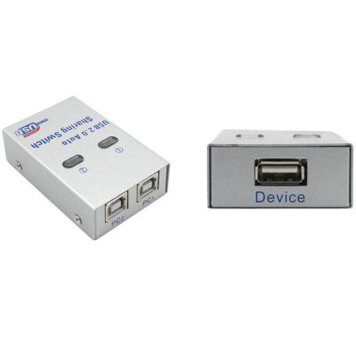 2 Port Auto USB 2.0 Selector Switch Printer Flash Driver Mouse Sharing Switcher Hotkey Software Control (ออโต้))