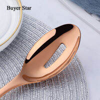 Buyer Star 3 Pieces Big Size Tableware Serving Spoons &amp; Fork Salad Iridescent Rainbow 7 Colors Stainless Steel Kitchen Colander