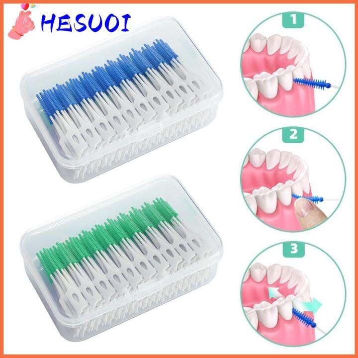 HESUOI 160pcs/box Tooth Gap Silicagel Interdental brush Soft Gum