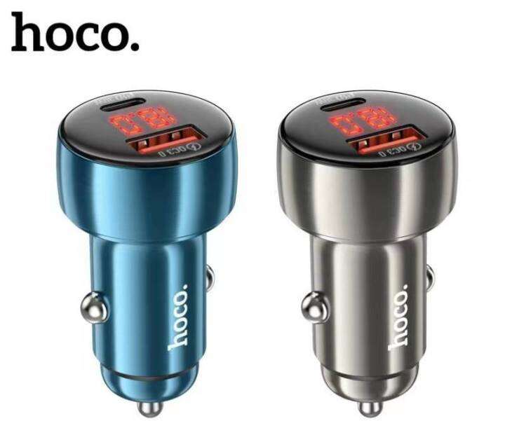 hoco-z50-car-charger-จอแสดงผลแบบ-led-48w-pd30w-qc3-0-หัวชาร์จในรถยนต์-2พอร์ตชาร์จแบบ-usb-และ-type-c-ของแท้-ส่งไว