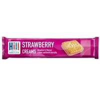 สินค้านำเข้า ♦ (x 4) [Best Before - December 11, 2021 ] Hill Strawberry Creams Sandwich Biscuits 150g ฮิล แซนวิชบิสกิต สอดไส้ครีมรสสตรอว์เบอร์รี่ 150กรัม